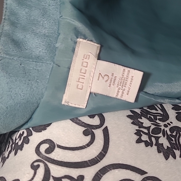 Chicos sz 3 seafoam green faux suede jacket blazer us sz 16 - Picture 4 of 6